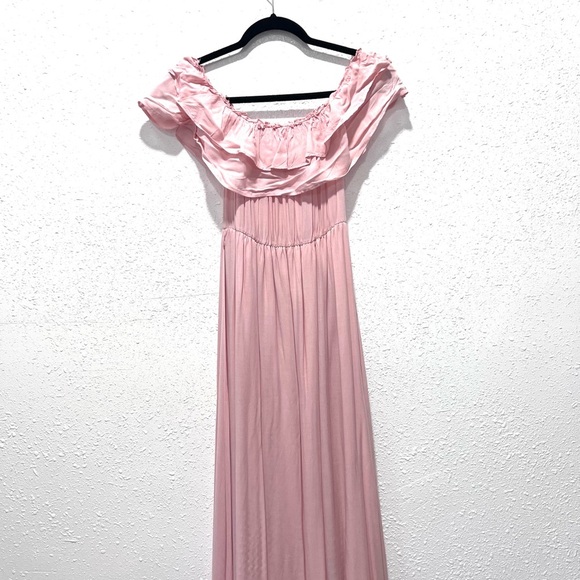 Dress day Pink Ruffled Off-Shoulder Maxi Dress S - Picture 6 of 8